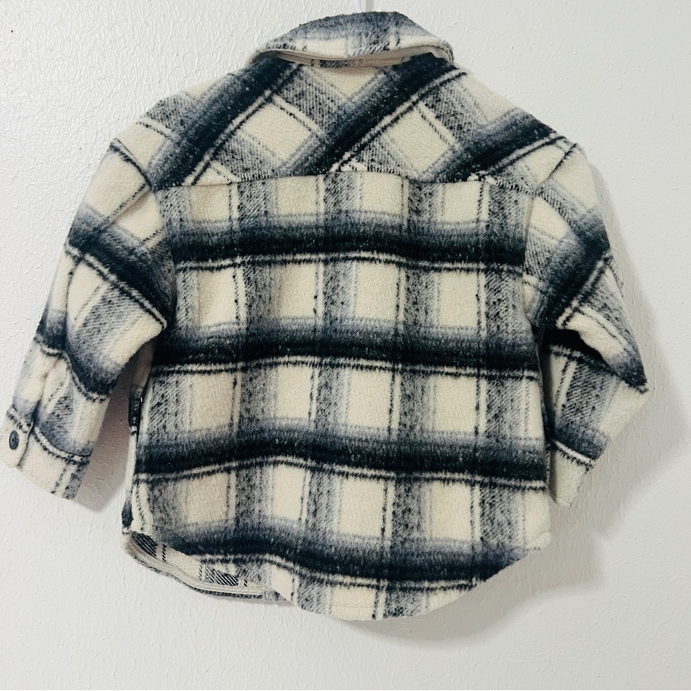 GAP Kids Size XS Plaid Shacket Black and White EUC Preppy Casual Flap Pockets - Picture 4 of 7
